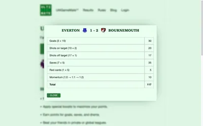 Screenshot of UltiGameMate single score dialog.