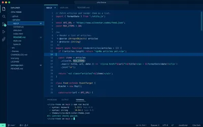 Screenshot showing dark mode of my Cita Theme.