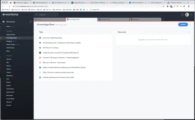 Screenshot of my Workona extension.