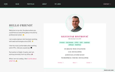 Screenshot of the redesigned site - the light mode